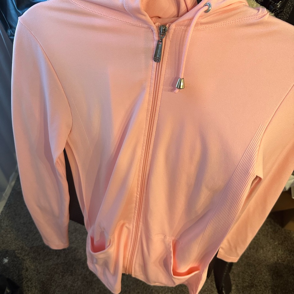 Women's Pink Zip-Up Hoodie with leggings set